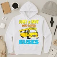 Just A Boy Who Loves School Buses & Cute Bus Lovers Hoodie thumb 3
