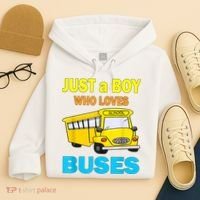 Just A Boy Who Loves School Buses & Cute Bus Lovers Hoodie thumb 4
