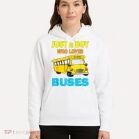 Just A Boy Who Loves School Buses & Cute Bus Lovers Hoodie thumb 5
