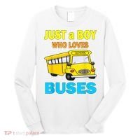 Just A Boy Who Loves School Buses & Cute Bus Lovers Long Sleeve Shirt thumb 0