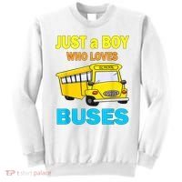 Just A Boy Who Loves School Buses & Cute Bus Lovers Sweatshirt thumb 0
