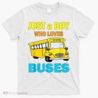 Just A Boy Who Loves School Buses & Cute Bus Lovers T-Shirt thumb 0