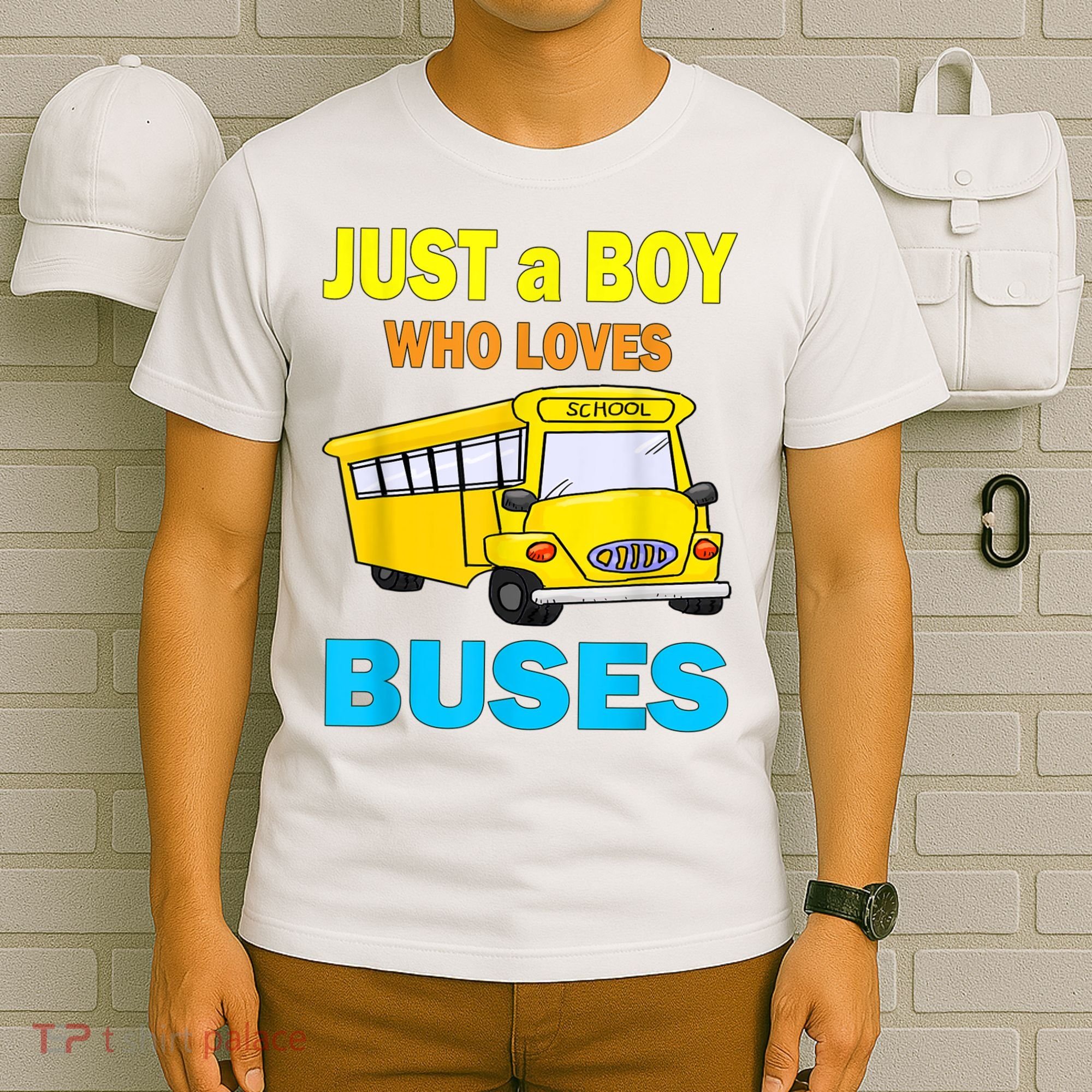 Just A Boy Who Loves School Buses & Cute Bus Lovers T-Shirt