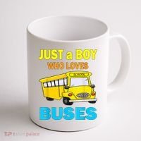 Just A Boy Who Loves School Buses & Cute Bus Lovers Coffee Mug thumb 1