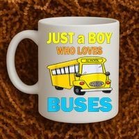 Just A Boy Who Loves School Buses & Cute Bus Lovers Coffee Mug thumb 2