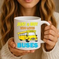 Just A Boy Who Loves School Buses & Cute Bus Lovers Coffee Mug thumb 3