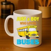 Just A Boy Who Loves School Buses & Cute Bus Lovers Coffee Mug thumb 4