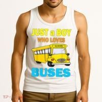 Just A Boy Who Loves School Buses & Cute Bus Lovers Tank Top thumb 3