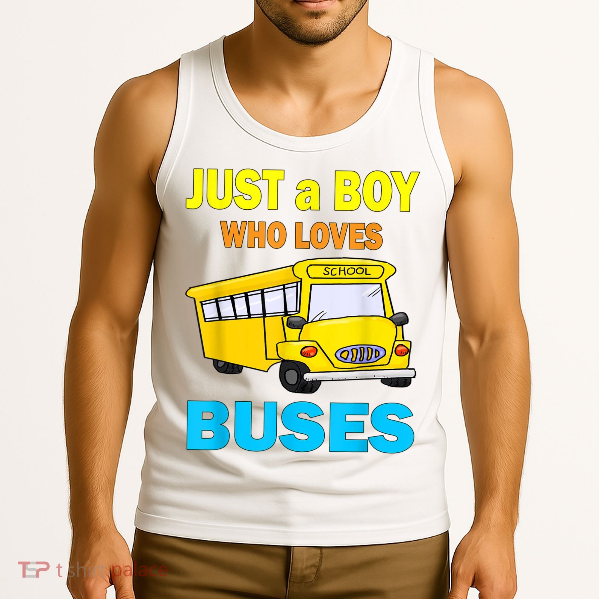 Just A Boy Who Loves School Buses & Cute Bus Lovers Tank Top