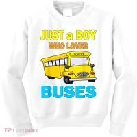 Just A Boy Who Loves School Buses & Cute Bus Lovers Kids Sweatshirt thumb 0