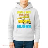 Just A Boy Who Loves School Buses & Cute Bus Lovers Kids Hoodie thumb 4