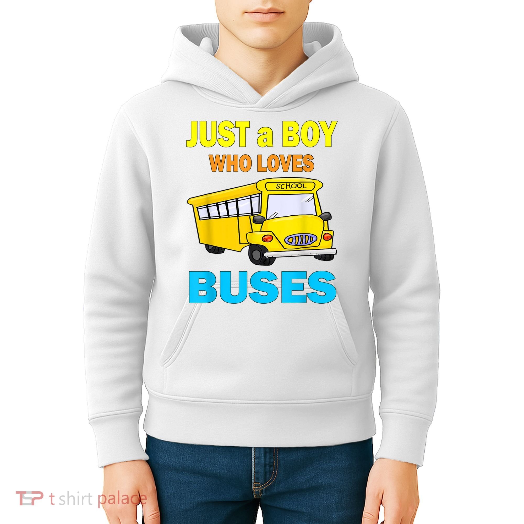 Just A Boy Who Loves School Buses & Cute Bus Lovers Kids Hoodie