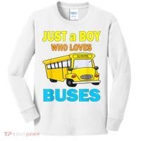 Just A Boy Who Loves School Buses & Cute Bus Lovers Kids Long Sleeve Shirt thumb 0