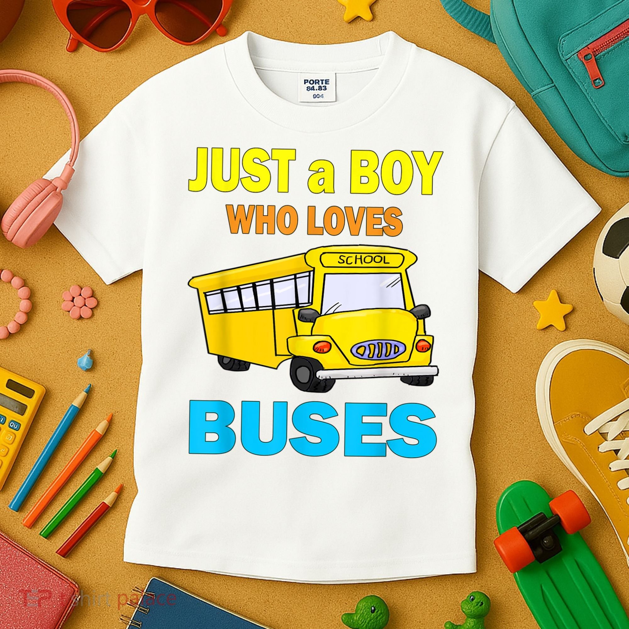 Just A Boy Who Loves School Buses & Cute Bus Lovers Kids T-Shirt