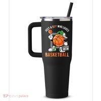 Just A Boy Who Loves Basketball 40oz Vacuum Insulated Stainless Steel Travel Tumbler thumb 2