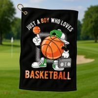 Just A Boy Who Loves Basketball Golf Towel thumb 1