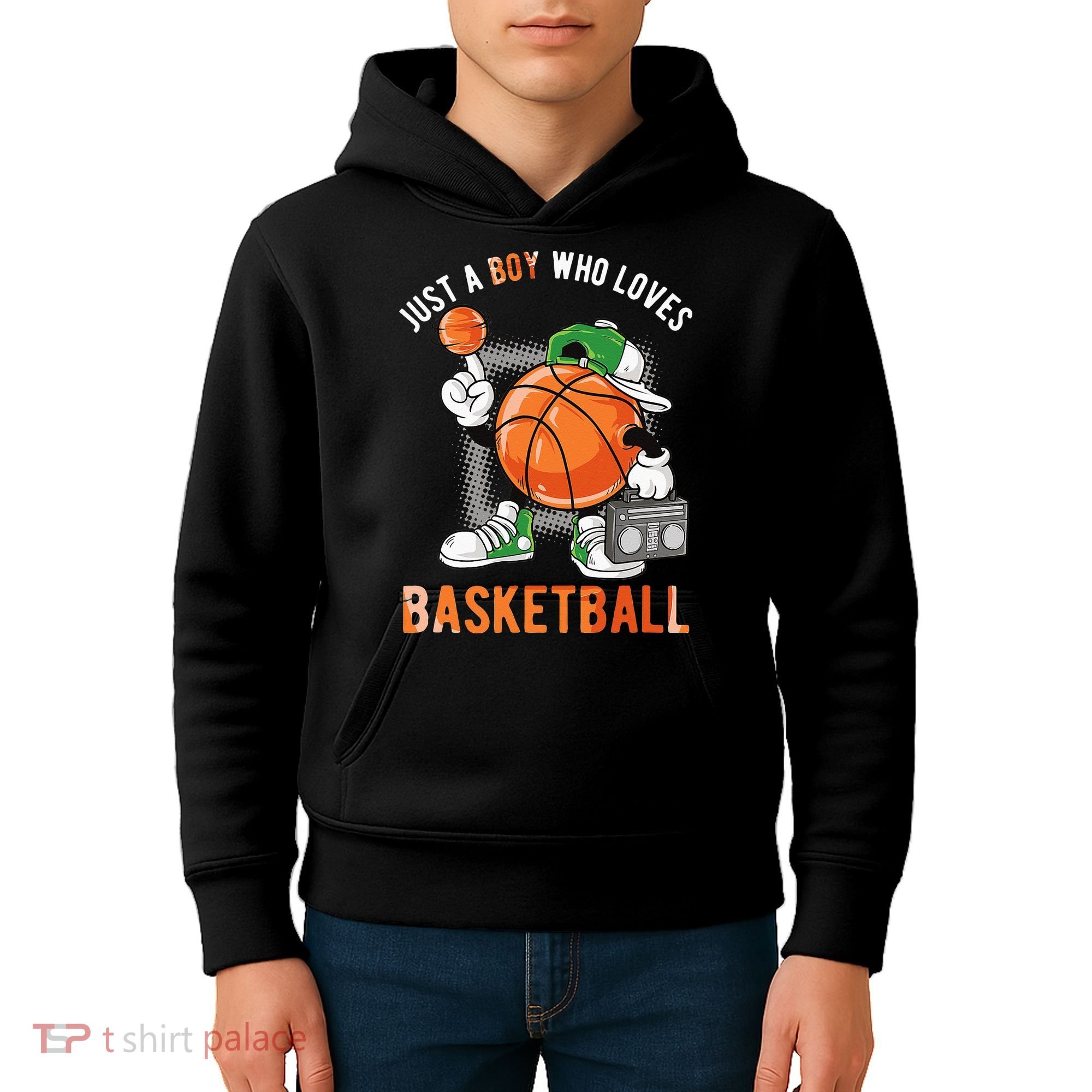 Just A Boy Who Loves Basketball Kids Hoodie
