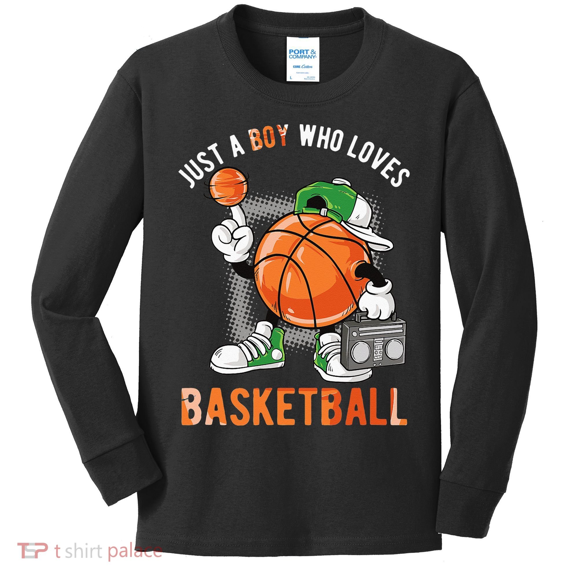 Just A Boy Who Loves Basketball Kids Long Sleeve Shirt