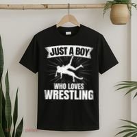 Just A Boy Who Loves Wrestling Wrestler T-Shirt thumb 2
