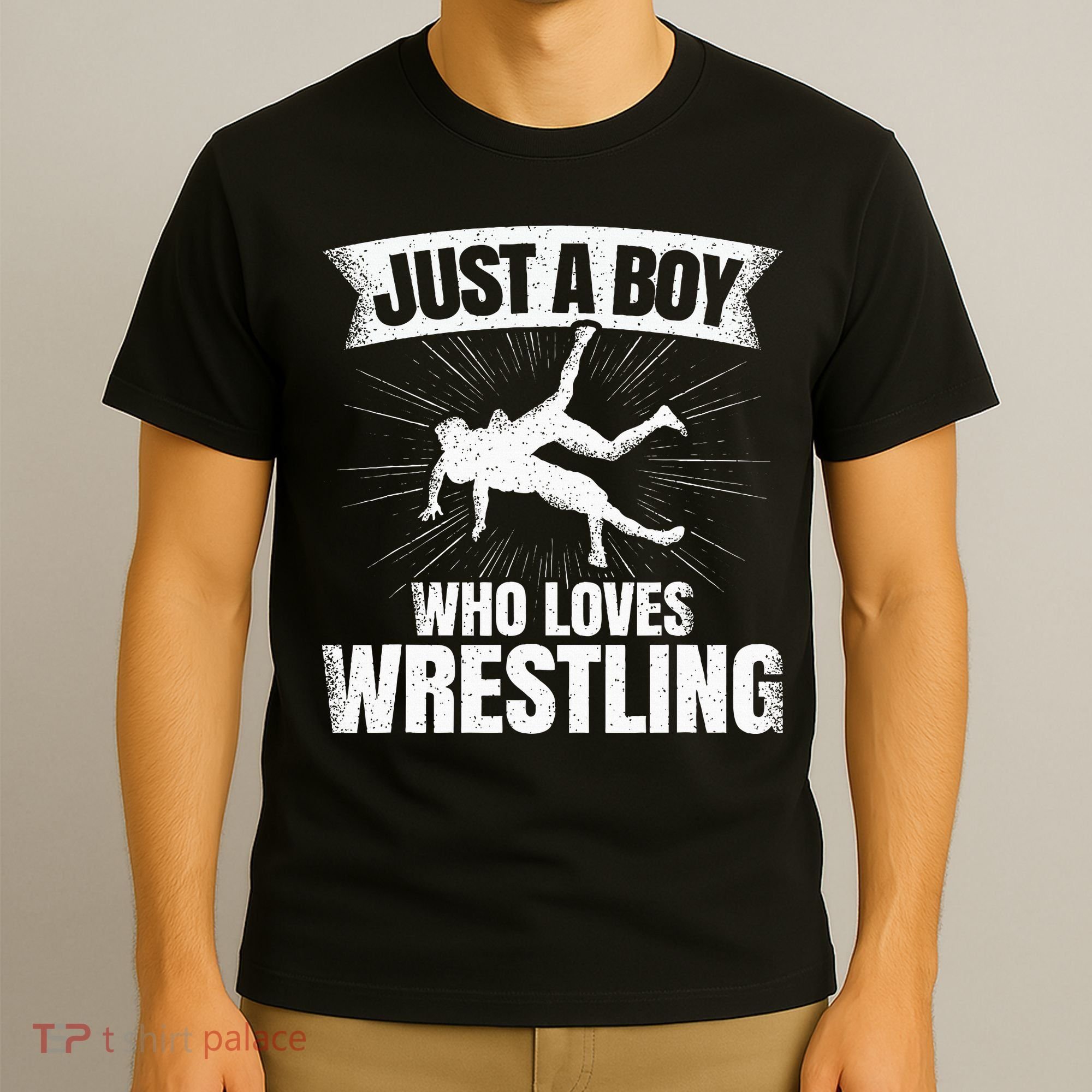 Just A Boy Who Loves Wrestling Wrestler T-Shirt