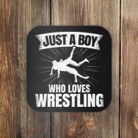 Just A Boy Who Loves Wrestling Wrestler Coaster thumb 0