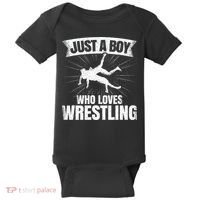 Just A Boy Who Loves Wrestling Wrestler Baby Bodysuit thumb 0