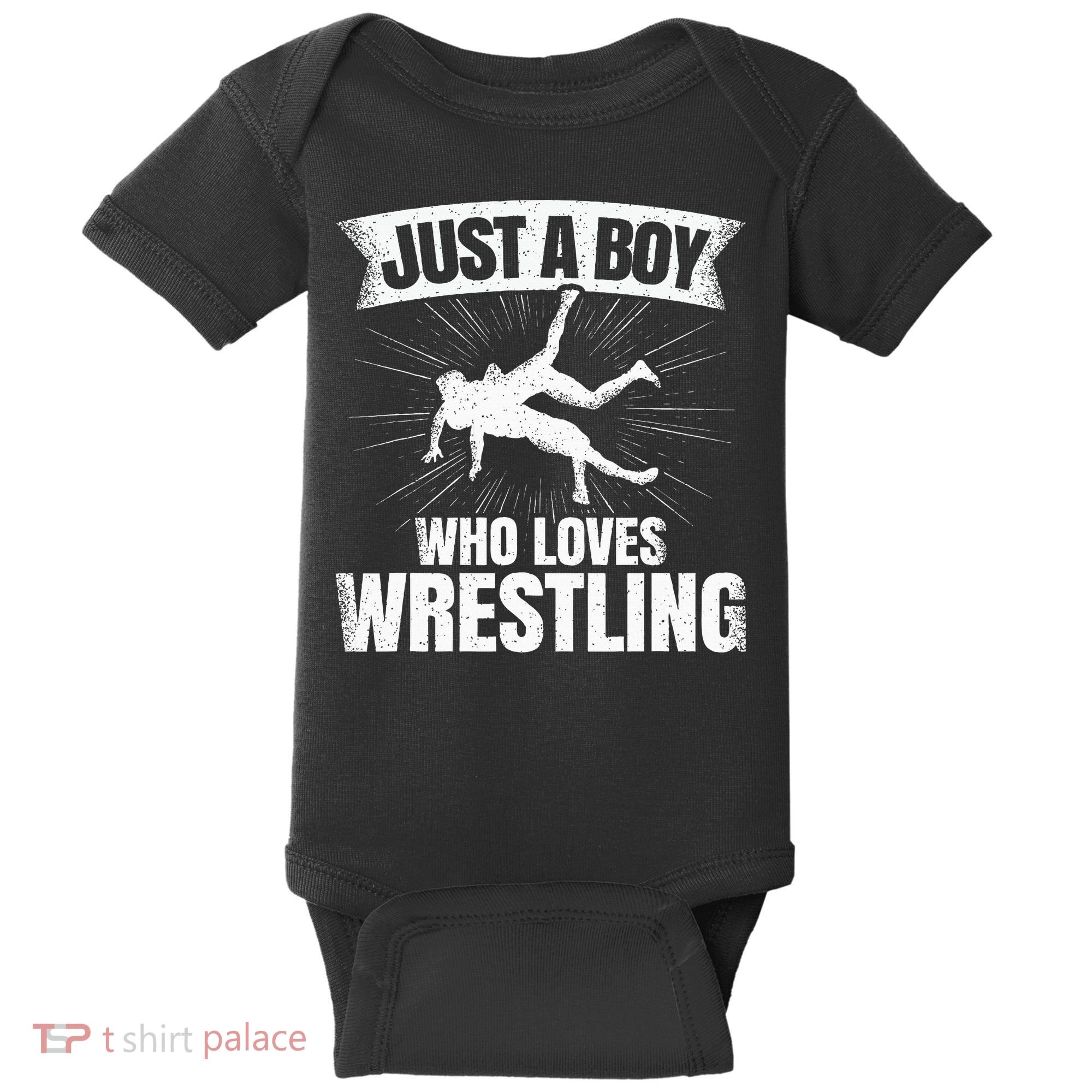 Just A Boy Who Loves Wrestling Wrestler Baby Bodysuit