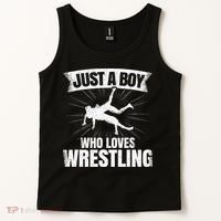 Just A Boy Who Loves Wrestling Wrestler Tank Top thumb 2