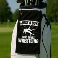 Just A Boy Who Loves Wrestling Wrestler Golf Towel thumb 2