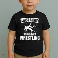 Just A Boy Who Loves Wrestling Wrestler Toddler T-Shirt thumb 2