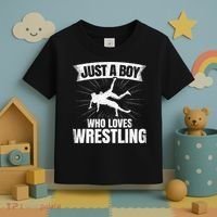 Just A Boy Who Loves Wrestling Wrestler Toddler T-Shirt thumb 3