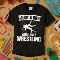 Just A Boy Who Loves Wrestling Wrestler Kids T-Shirt thumb 3