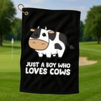 Just A Boy Who Loves Cows Gift Golf Towel thumb 1