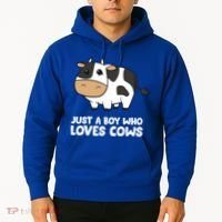 Just A Boy Who Loves Cows Gift Hoodie thumb 2