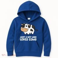 Just A Boy Who Loves Cows Gift Kids Hoodie thumb 0