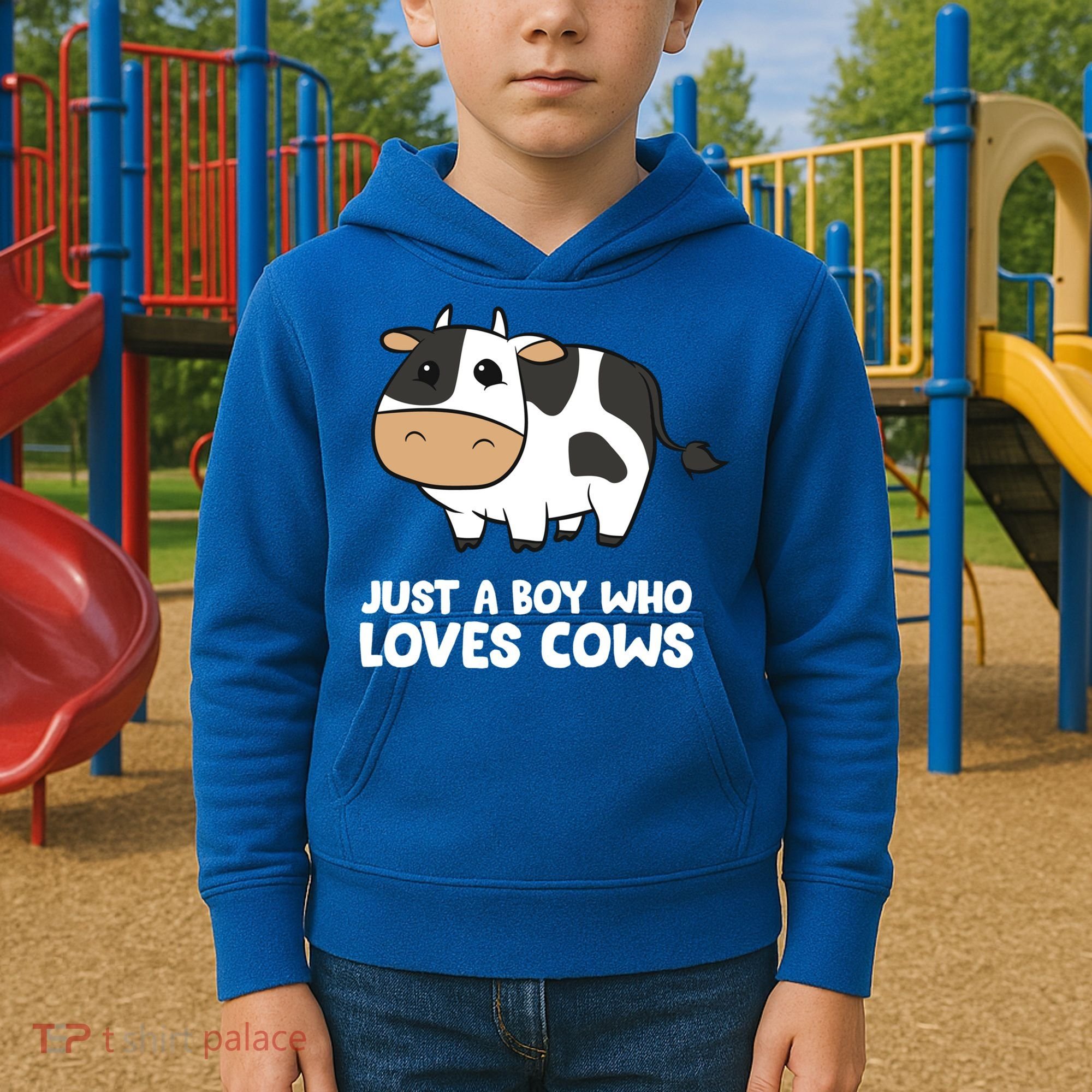 Just A Boy Who Loves Cows Gift Kids Hoodie