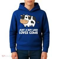 Just A Boy Who Loves Cows Gift Kids Hoodie thumb 4