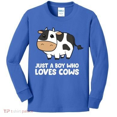 Just A Boy Who Loves Cows Gift Kids Long Sleeve Shirt