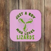 Just A Boy Who Loves Lizards Reptile Lizard Lovers Gift Coaster thumb 0