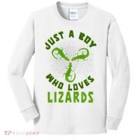 Just A Boy Who Loves Lizards Reptile Lizard Lovers Gift Kids Long Sleeve Shirt thumb 0