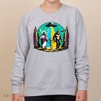 Jesus Alien Bigfoot And UfoS Women's Sweatshirt thumb 0