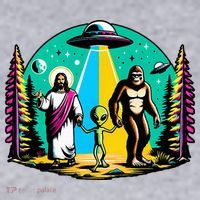 Jesus Alien Bigfoot And UfoS Women's Sweatshirt thumb 2
