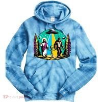 Jesus Alien Bigfoot And UfoS Tie Dye Hoodie thumb 0