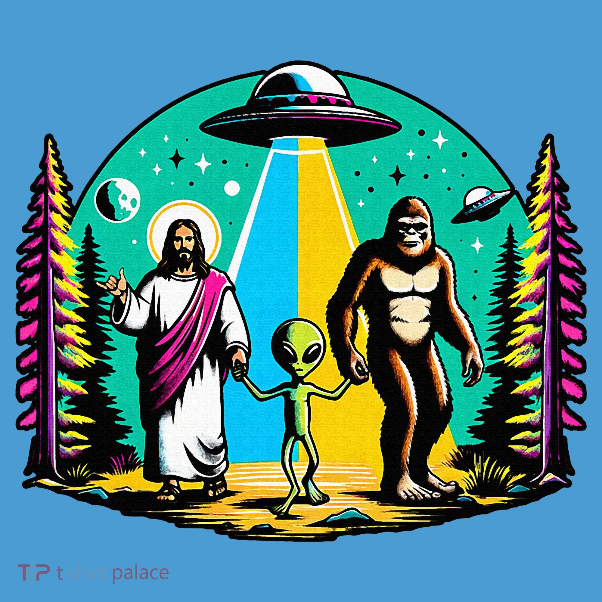 Jesus Alien Bigfoot And UfoS Tie Dye Hoodie