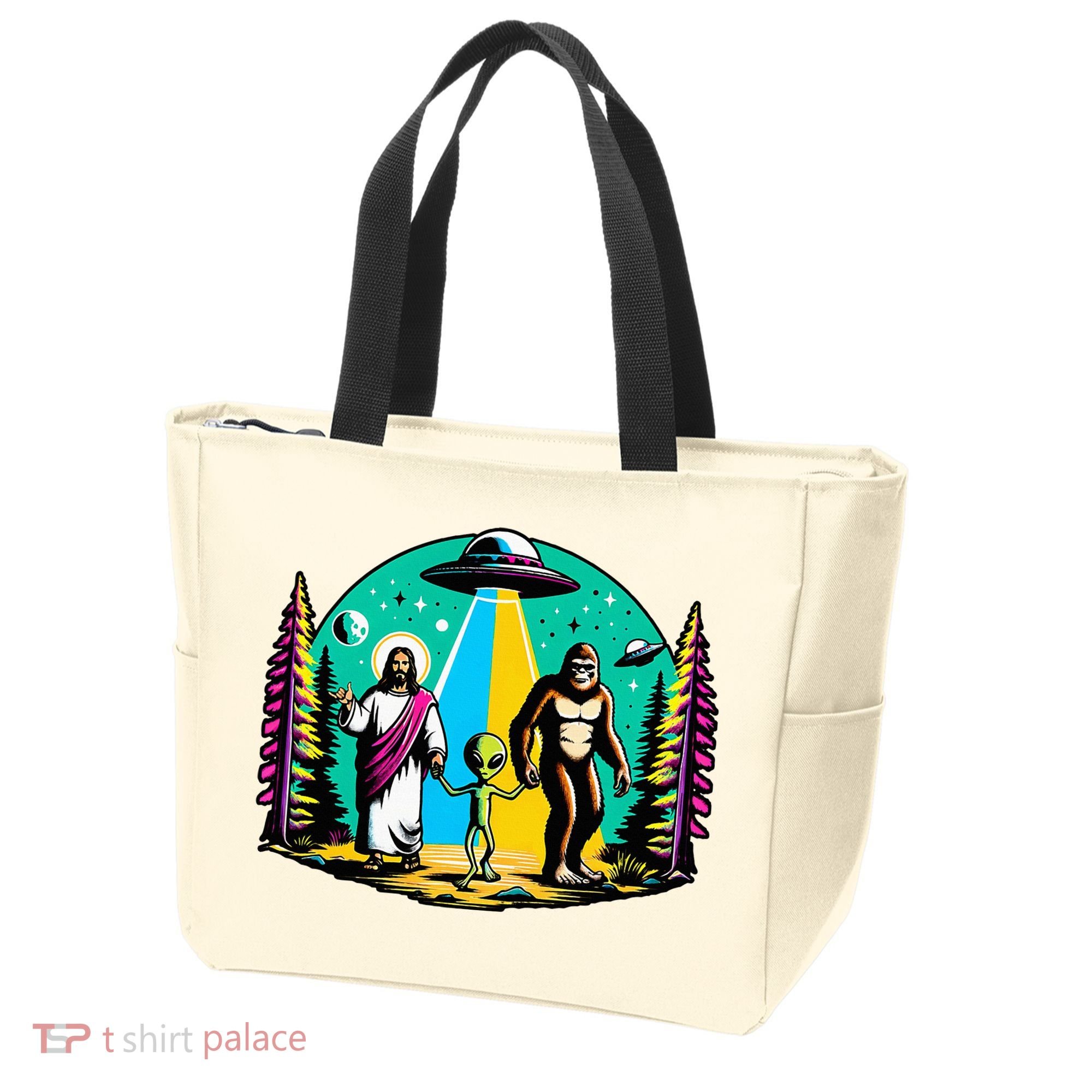 Jesus Alien Bigfoot And UfoS Tote Bag