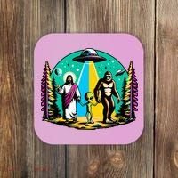 Jesus Alien Bigfoot And UfoS Coaster thumb 0