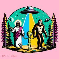Jesus Alien Bigfoot And UfoS Coaster thumb 2