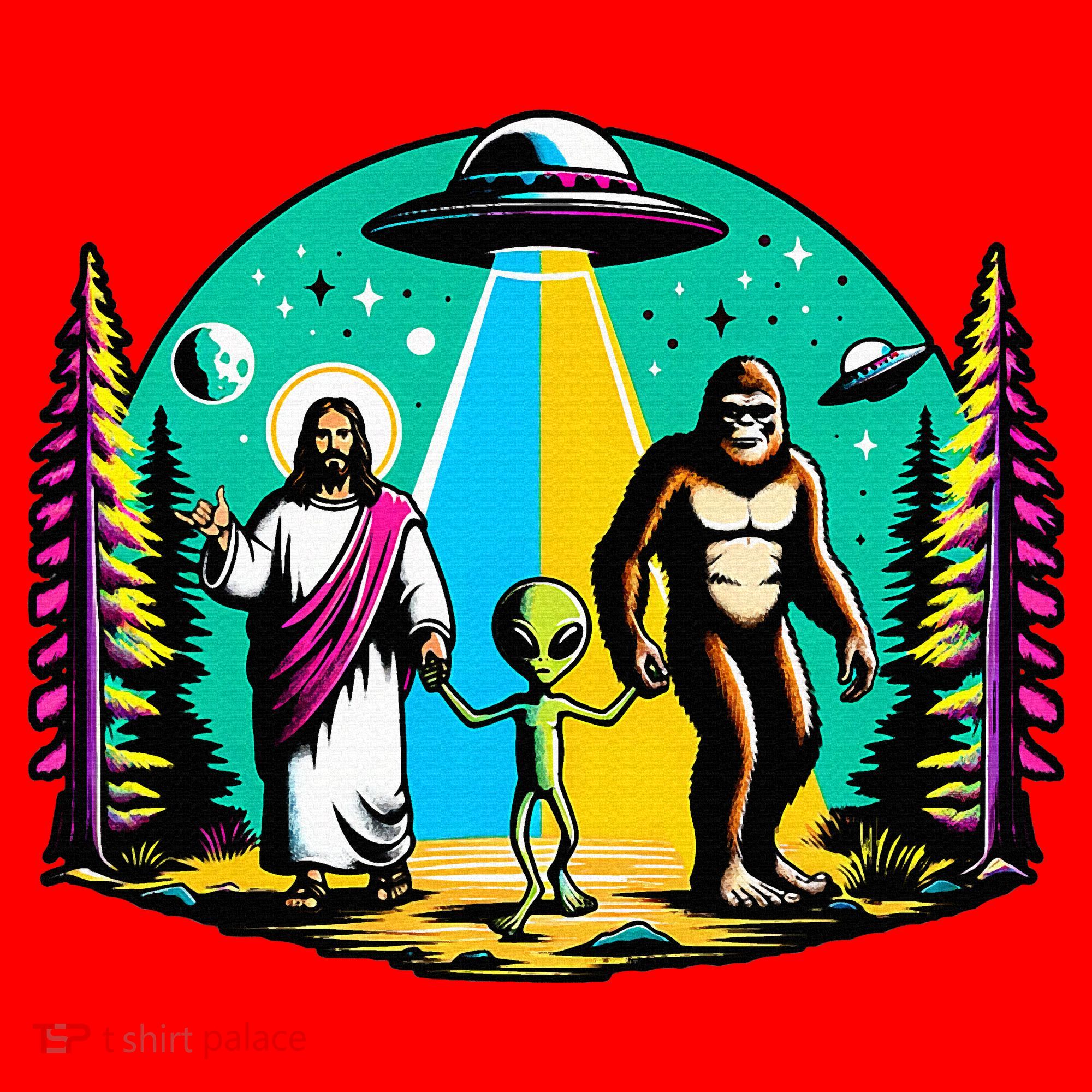 Jesus Alien Bigfoot And UfoS Santa Hat