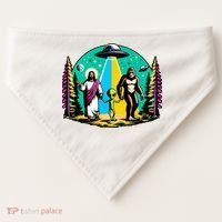Jesus Alien Bigfoot And UfoS USA-Made Doggie Bandana thumb 0