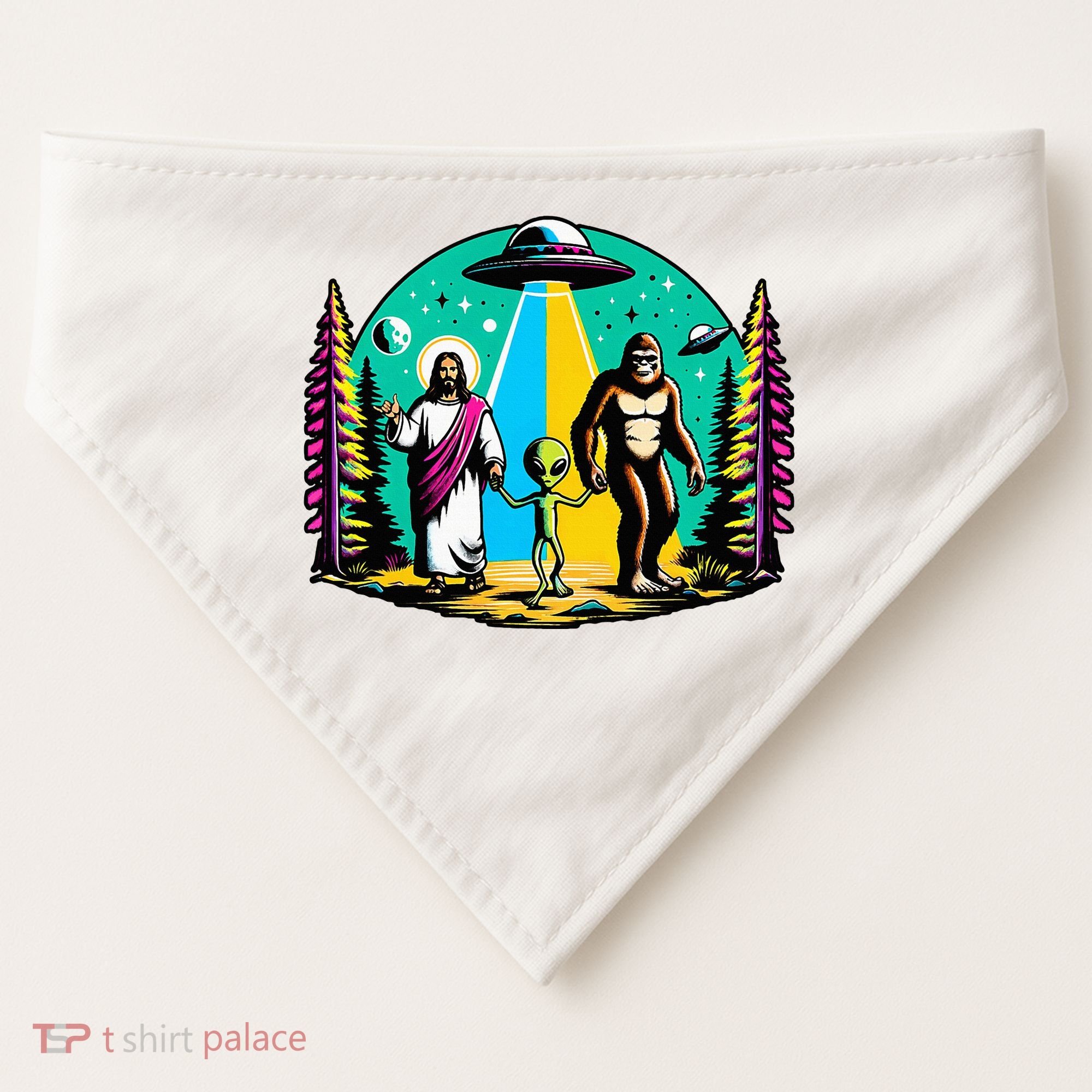 Jesus Alien Bigfoot And UfoS USA-Made Doggie Bandana